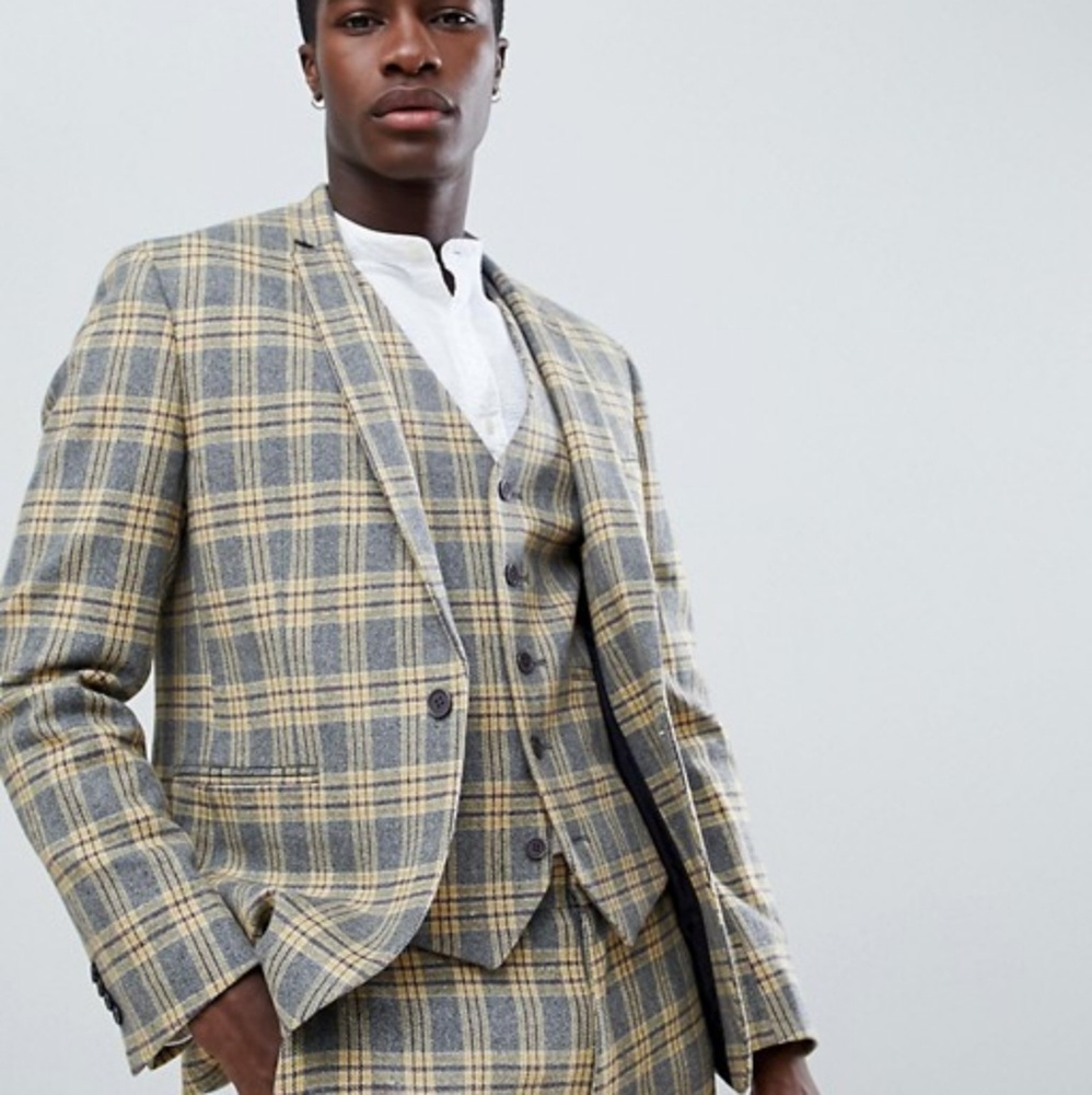 SOLD ASOS Yellow Plaid Check Suit Jacket